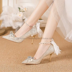 Chaussures à talons aiguilles en strass pour femmes, à bout pointu, à enfiler, pour demoiselles d'honneur et soirées estivales – Vente chaude, livraison rapide, vente en gros directe usine - Product Image 2