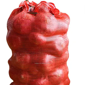 Forte capacité portante 25Kg 50Kg PP fruits légumes emballage pomme de terre oignon maille sac avec cordon de serrage