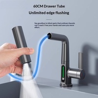 Grifo de Cocina Universal con Pantalla Digital Inteligente, Efecto Cascada, Tres Modos de Salida de Agua, Cromado y Cerámico