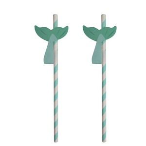 Mermaid Paper Straws With Honeycomb Tail Blue White Stripe Decorative For Party Beverage Juice Cocktail Use - Product Image 4