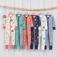 Combinaison bébé en bambou à fermeture éclair bidirectionnelle, boîte mystère, boîte surprise, imprimé animal aléatoire, pyjama à manches longues, vêtements pour tout-petits, vente en gros
