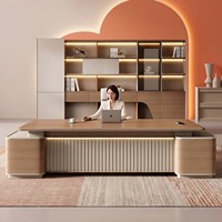 Bureau de direction en bois de luxe, bureau du président, directeur général, mobilier de travail informatique haut de gamme, moderne, minimaliste, premium