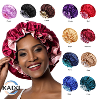 Bonnet de Douche Personnalisé avec Logo Coloré pour le Bain, la Coiffure et la Beauté – Bonnets en Satin Double Couche à Volants et Cordon Ajustable