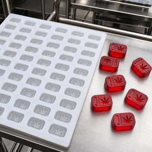 Moule en silicone rectangulaire arrondi TH pour bonbons gélifiés, plateau de production industriel en platine de qualité alimentaire, logo personnalisé en gros - Product Image 1