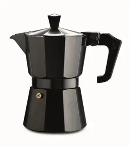 Pezzetti Italexpress铝莫卡锅炉顶3/6/杯黑色咖啡机，用于意大利燃气灶浓缩咖啡