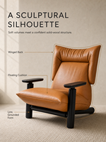 Fauteuil d'appoint moderne rembourré en cuir pleine fleur et tissu extensible dégradé, idéal pour chambre, salle à manger, hôtel