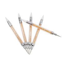 Poignée diamant Nail Art brosse à Double extrémité aiguille pointe brosse à ongles gratuite 10g conique 1 pièce/sac opp 10 pièces 14cm