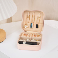 Mini boîte de rangement de bijoux de couleur unie carrée étanche Portable vente chaude boîte de rangement à fermeture éclair avec couvercle