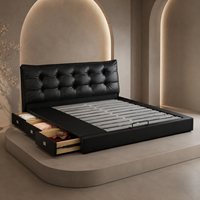 Base de Cama de Cuero Sintético Negro Estilo Hotel para Proyectos de Muebles de Dormitorio King y Queen
