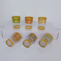 Nouveaux verres en verre marocain ensemble 6/12 pièces en relief or sculpture arabe tasses à eau verres à thé