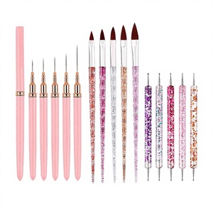 Ensemble <span class=keywords><strong>de</strong></span> 15 pinceaux portables pour nail art avec manches en plastique pour débutants - Stylos pour <span class=keywords><strong>dessin</strong></span> <span class=keywords><strong>de</strong></span> lignes, coloration, sculpture, gel, polissage et pointillage - Product Image 1