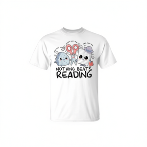 Camiseta con estampado digital de Nothing Beats Reading, unisex, para adultos, manga corta, cuello redondo, regreso a la escuela, graduación, amante de los libros, profesor - Product Image 3