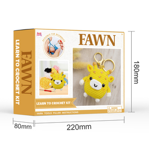 Kit de tricot et crochet 3D Animal Fawn Easy Peasy pour enfants et débutants, artisanat textile et tissu DIY - Product Image 3