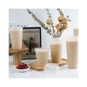 Factory Custom Logo 660ml 22oz Disposable Transparent Thick PP Plastic Foam Milk <b>Tea</b> <b>Cup</b> With Lid - Product Image 1