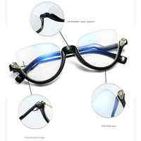 Nouvelles Lunettes Fantaisie Anti-UV400 en Plastique TR90 avec Strass, Monture Demi-Cerclée Œil de Chat, Bloquant la Lumière Bleue