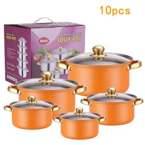 10 pièces en stock, batterie de cuisine en acier inoxydable pour le marché de l'Asie du Sud-Est, casserole et poêles de cuisine, base à gaz - Product Image 3