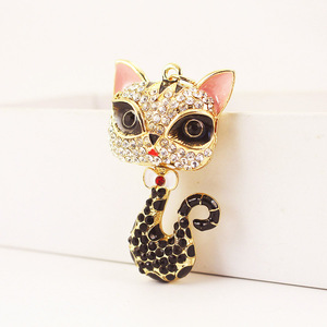 Moda nueva pareja llavero accesorios Animal zorro llavero civeta <span class=keywords><strong>gato</strong></span> llavero con diamantes de imitación cristal llavero baratija - Product Image 2