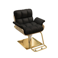 Chaise de salon de barbier moderne en métal avec pompe hydraulique Siège en cuir à hauteur réglable-Utilisation commerciale haut de gamme élégante