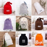 Tas Kemasan Tali Serut Katun Organik 3-Dimensi dengan Logo Custom yang Tahan Lama, Tas Kanvas Tali Serut untuk Perhiasan, Kantong Debu Katun
