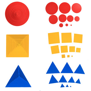 Material didáctico de madera Montessori, gradiente superpuesto, formas geométricas, educación, círculos concéntricos, cuadrados, triángulos - Product Image 3