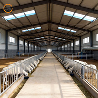 Abri pour moutons en acier préfabriqué à grande portée personnalisé, abri pour chèvres et moutons en acier léger