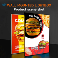 Slim A1 A2 A3 A4 Marco retroiluminado Póster de película Montado en la pared Publicidad personalizada Cajas de luz LED de vidrio ultrafino Marco de menú