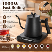 Kingze OEM Alat Barista Ketel Listrik Gooseneck 1 Liter 1000W dengan Kontrol Suhu untuk Menyeduh Kopi dan Teh