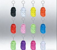 Porte-clés en caoutchouc PVC souple personnalisés en gros, mini accessoires de décoration pour chaussures Croc, chaînes porte-clés pour femmes