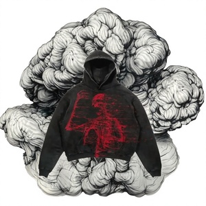 Sudadera con Capucha Personalizada con Logotipo OEM, 100% Algodón, Estilo Oversize, Lavado Ácido, Estampado de Calavera, Vintage, para Hombre - Product Image 4