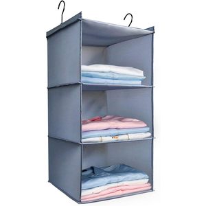 Organisateur de placard suspendu à 3 étagères, étagères de rangement pliables pour vêtements, type crochet pour chambre à coucher, tissu Oxford 600D - Product Image 1