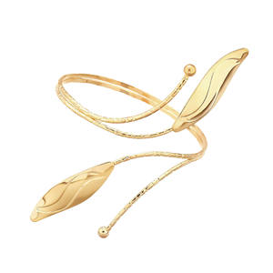 Elegante brazalete en forma de hoja, joyería de moda, pulsera de brazo superior, puños de brazo ajustables para mujer, cadena de cuerpo Boho Chic - Product Image 4