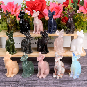 Sculptures d'animaux en cristal en gros, pierres précieuses naturelles de guérison, sculpture de chat en cristal de 6 cm pour la décoration - Product Image 2