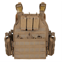 Gilet porte-plaques en polyester 1000D noir, ajustable, système MOLLE, pour entraînement extérieur, chasse, tactique, avec pochettes pour chargeurs