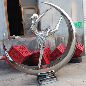 等身大のエレガントなバレエ少女像 ステンレス鋼製 立像 バレエダンサー彫刻 SCブランド 溶接加工 カスタムメイド - Product Image 2