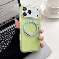 Funda Magnética Giratoria Translúcida Esmerilada de Alta Calidad para iPhone 17 16 15 14, Carcasa Protectora Antigolpes con Soporte Trasero