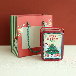 Petite boîte à biscuits ronde en métal décoration de Noël