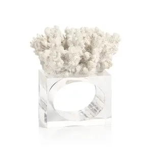 Quartz Coral Geode Crystal Napkin Holder Valentine's Day Tabletop Decoration Dinner Crystal Glass Napkin Rings