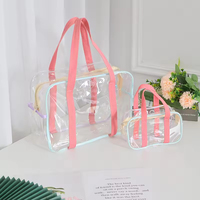 Sac fourre-tout en PVC transparent de grande capacité, de haute qualité, personnalisé, imperméable, pour l'été, sac à cosmétiques transparent en PVC avec impression de logo
