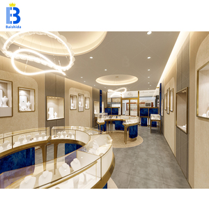 ตู้โชว์เครื่องประดับกระจก LED แบบกำหนดเอง, ตู้โชว์ทรงโค้งมน, ตู้เก็บเครื่องประดับชุดใหญ่ระดับไฮเอนด์สำหรับร้านค้า - Product Image 5