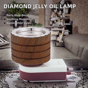 Wood Rectangle Shaped Handmade Oil <b>Lamp</b> <b>Heat</b> Convection Jelly -Water Calming Motion Gift Meditation Party Living Room Ambient - Product Image 2
