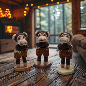 ตุ๊กตาผ้าถักลายลิง Pipi รูปสัตว์น่ารักทำจากผ้าฝ้ายนุ่มมากของขวัญสำหรับทุกวัย - Product Image 6