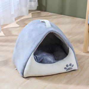 Casa para Gatos Portátil con Bloques de Color, Estilo Patita Pequeña, 40x30x30cm, Cama Cálida de Invierno para Gatos, Uso en Todas las Estaciones - Product Image 4