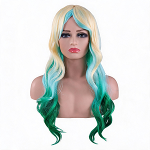 Peluca Larga Ondulada Ombre para Mujer, Degradado de Rubio a Verde Azulado, para Cosplay, Fiestas, Uso Diario, Accesorio de Moda y Disfraces - Product Image 2
