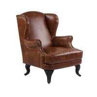Canapé de salon en cuir véritable Antique, fauteuil simple