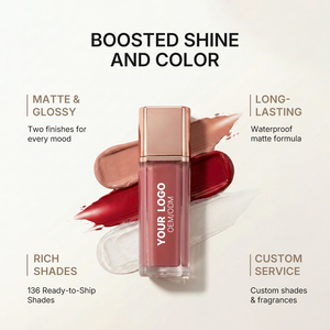 Tube de gloss carré rose gold |   Rouge à lèvres liquide brun nude, étiquette privée OEM personnalisée |   Emballage cosmétique haute brillance longue durée - Product Image 5