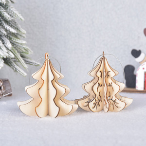 Adornos Navideños de Madera 3D en Forma de Árbol, Acabado Natural, Ecológicos, Decoración Interior para Sala de Estar, Colgantes MS040 - Product Image 2
