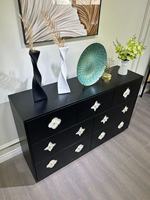 Commode à sept tiroirs en bois massif de qualité professionnelle, coiffeuse de luxe française
