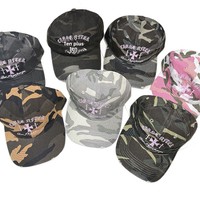 Casquette de baseball rétro style américain camouflage brodée en croix effet vieilli en PVC souple, polyvalente unisexe pour toutes les saisons en extérieur