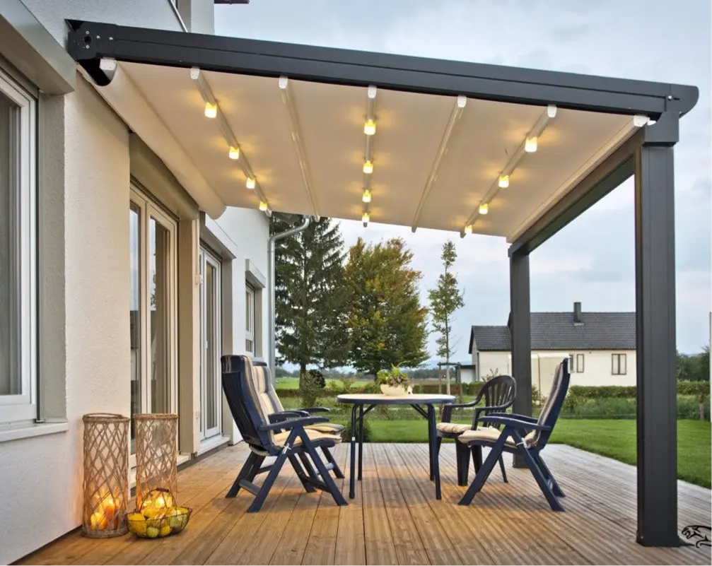 Modern Style Retractable PVC Roof Pergola 6*6 9*6 Customized Restaurant pergola aluminum Villa Garden Outdoor Pergola