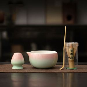 Soporte para Tazón de Matcha de Cerámica con Degradado Rosa-Verde, Accesorios de Té, Base para Batidor de Matcha - Product Image 2